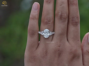 Oval And Half Moon Lab Diamond Five Stone Ring