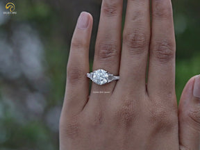 Round And Step Cut Trapezoid Lab Diamond Ring