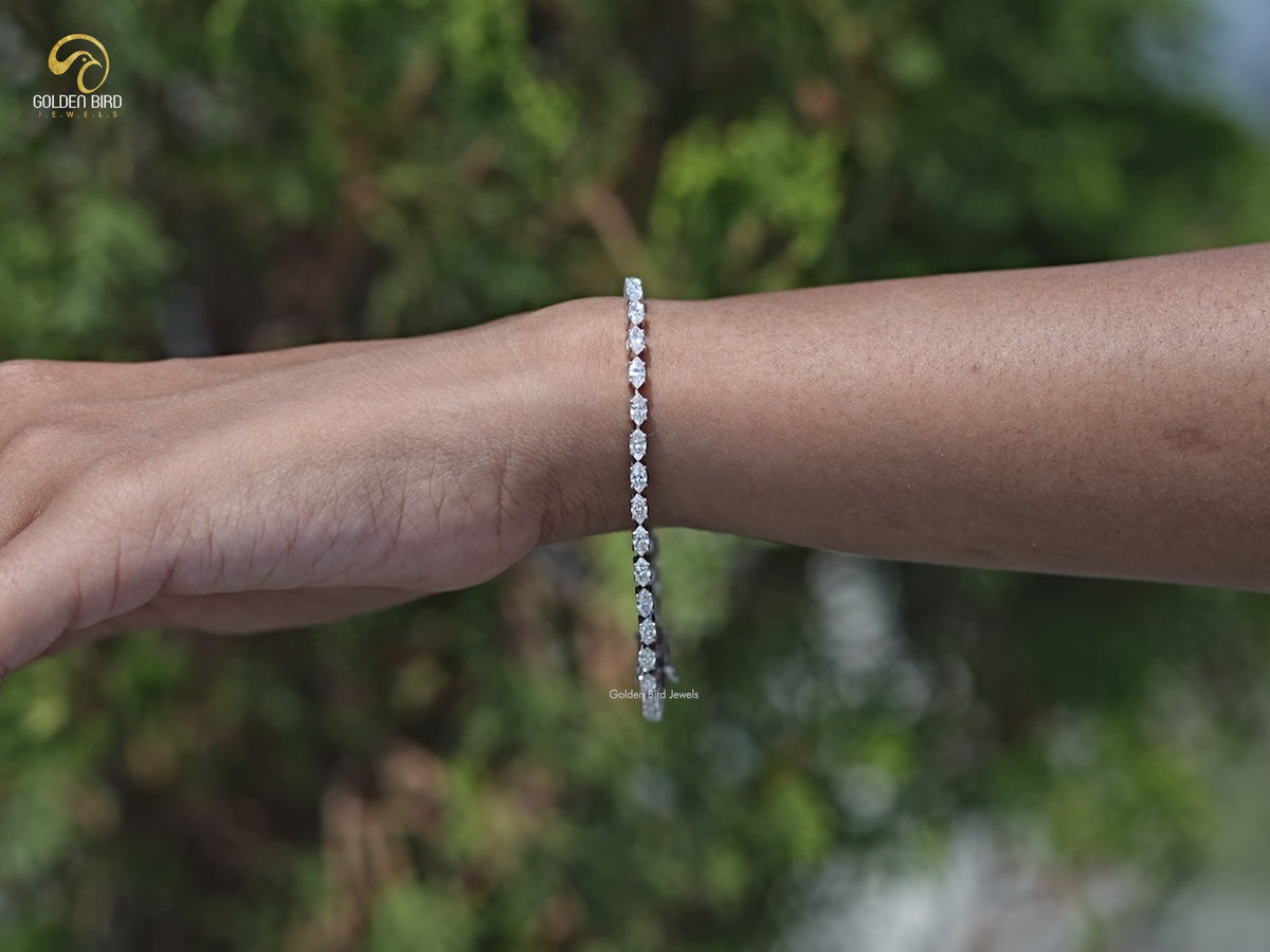 Marquise Cut Lab Diamond Tennis Bracelet