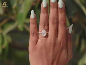 Oval Cut Moissanite Accent Engagement Ring