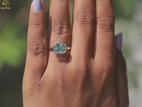 Blue Radiant Cut Moissanite Engagement Ring