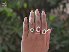 Oval Gemstone Halo Engagement Ring