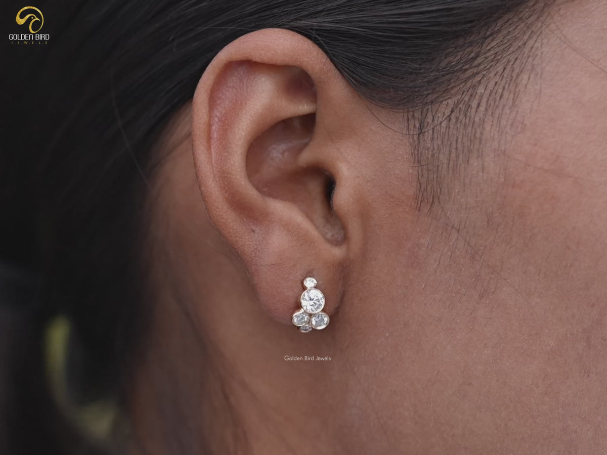 Round Shaped Lab Grown Diamond Huggie Earrings