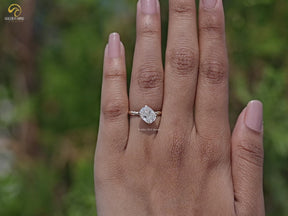 Elongated Cushion Cut Moissanite Solitaire Ring