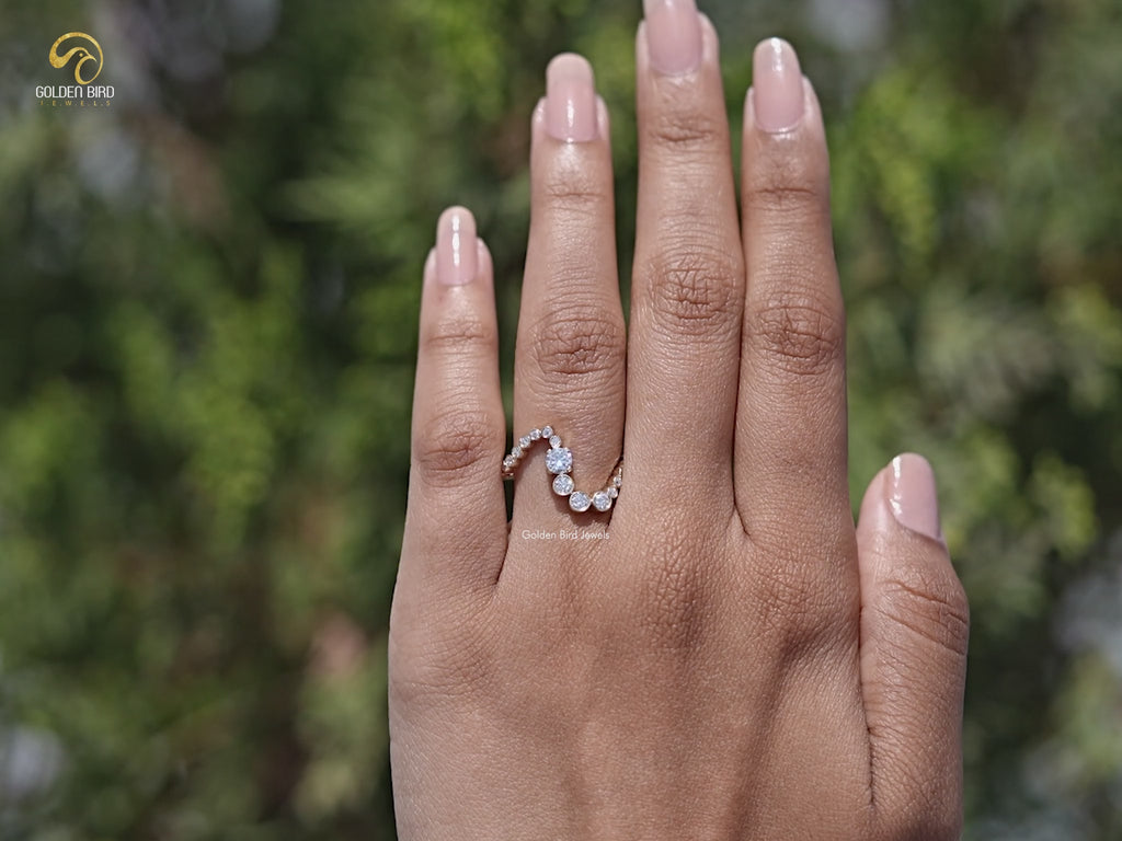 You tube Video of Round Cut Moissanite Curved Eternity Band