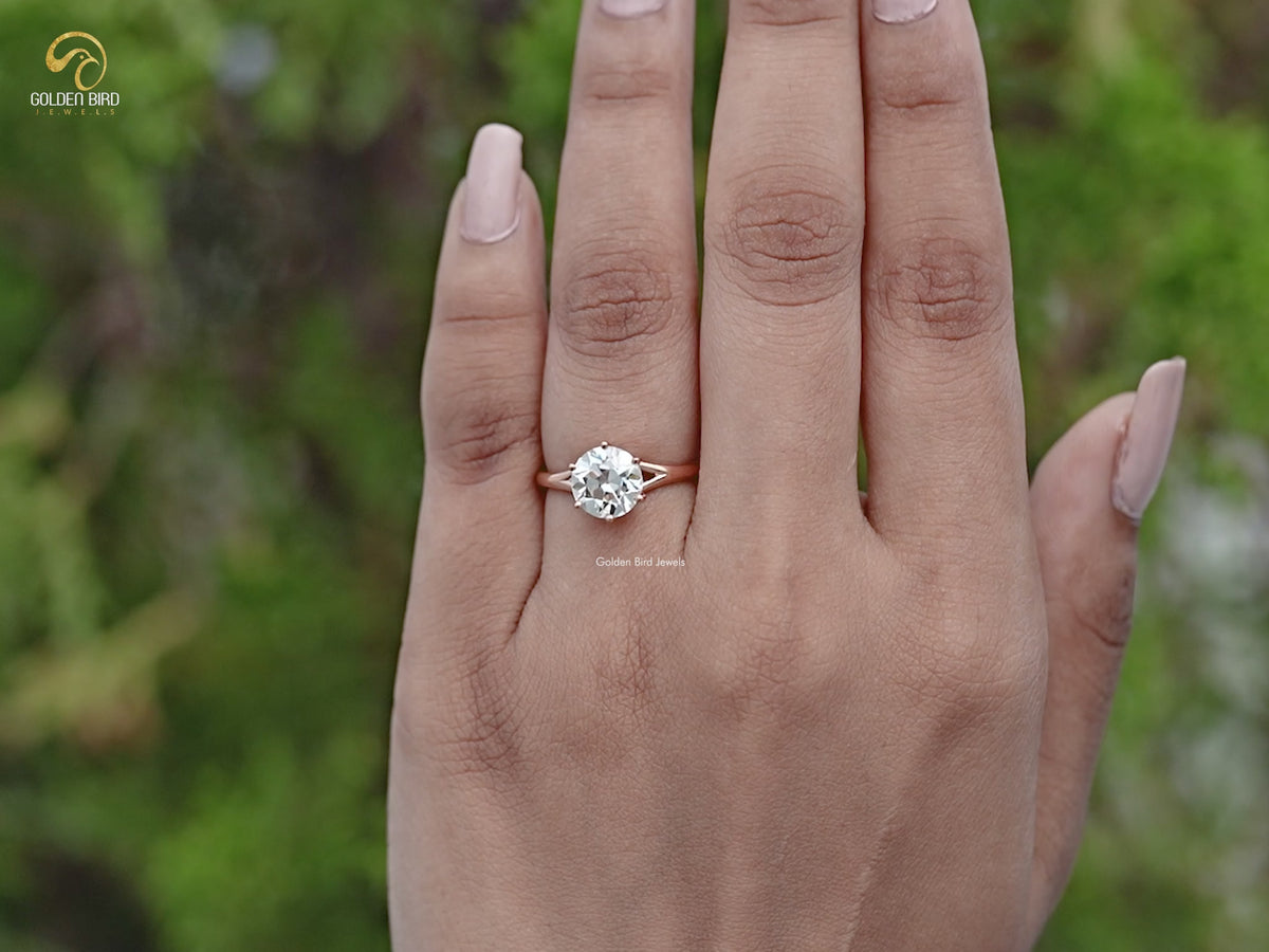 Old European Round Moissanite Solitaire Ring