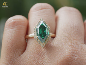 Niederländischer Marquise Moissanit Halo-Verlobungsring
