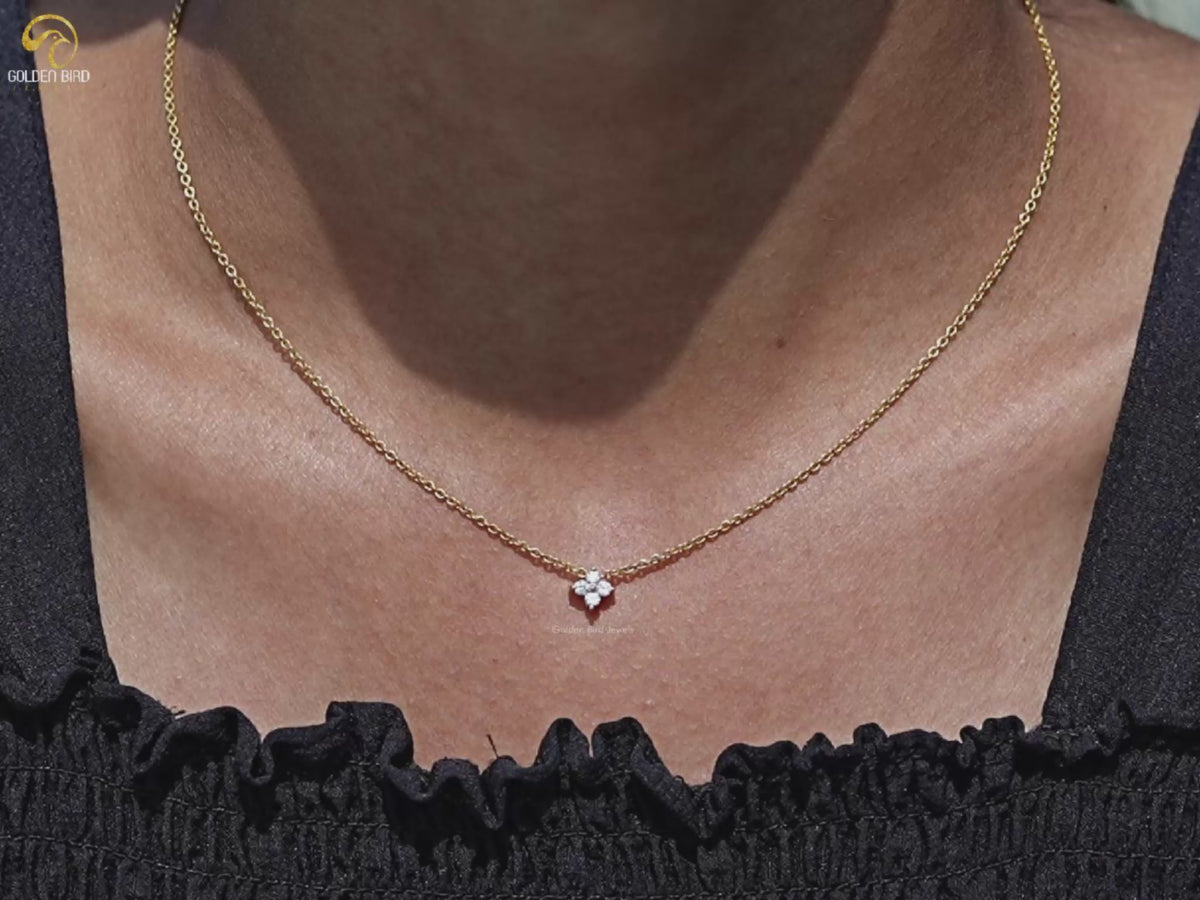 Flower Shaped Round Cut Lab Diamond Necklace