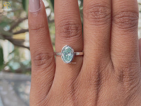 Oval Cut Moissanite Bezel Setting Solitaire Engagement Ring