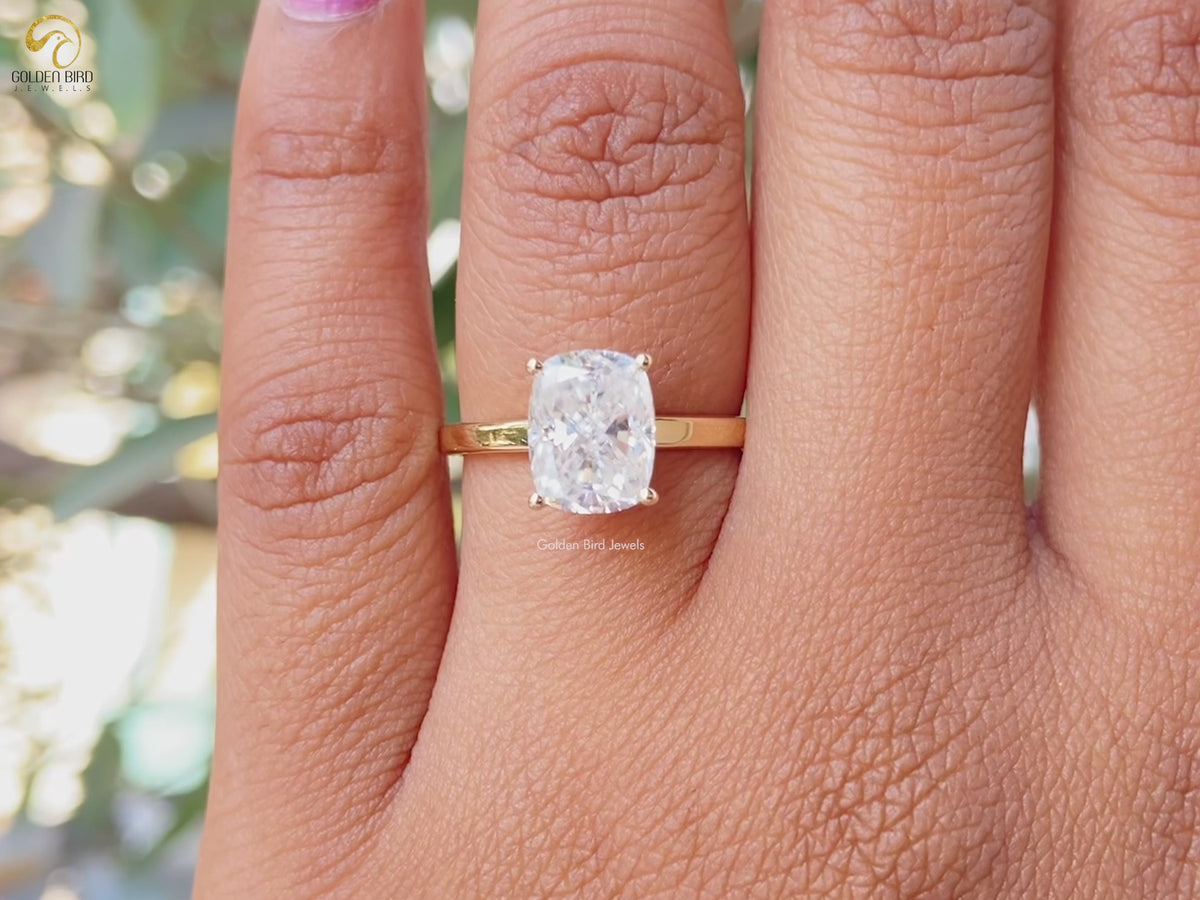 Colorless Elongated Cushion Cut Moissanite Ring