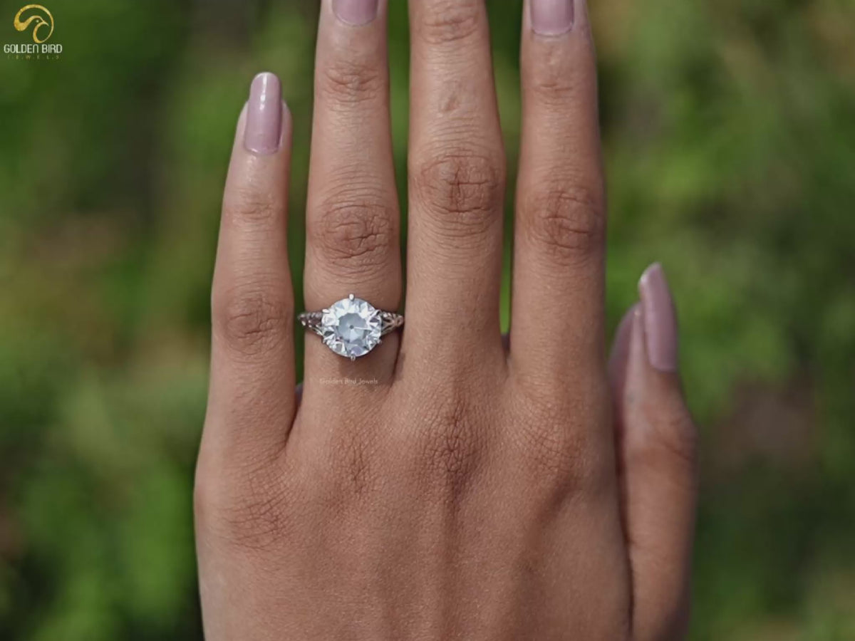 Old European Cut Round Moissanite Vintage Ring