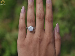 Old European Cut Round Moissanite Vintage Ring