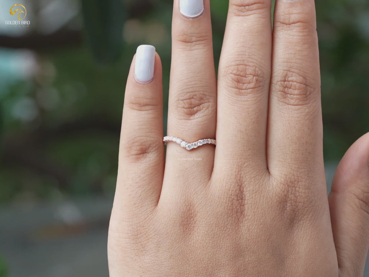 Round Cut Lab Diamond Chevron Eternity Band