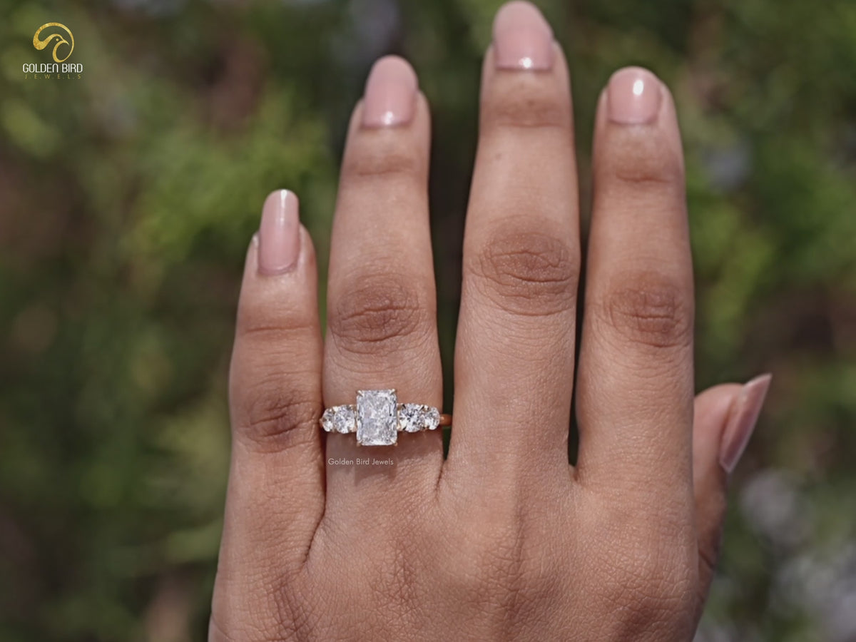 Radiant Lab Diamond Five Stone Engagement Ring