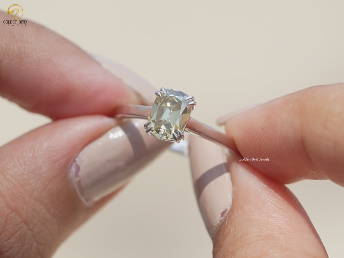 Old Mine Cut Cushion Moissanite Ring