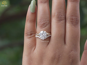 Ringset mit Moissanit-Akzentsteinen im Rundschliff
