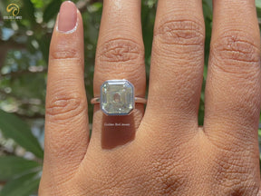 Old Mine Asscher Moissanite Solitaire Ring