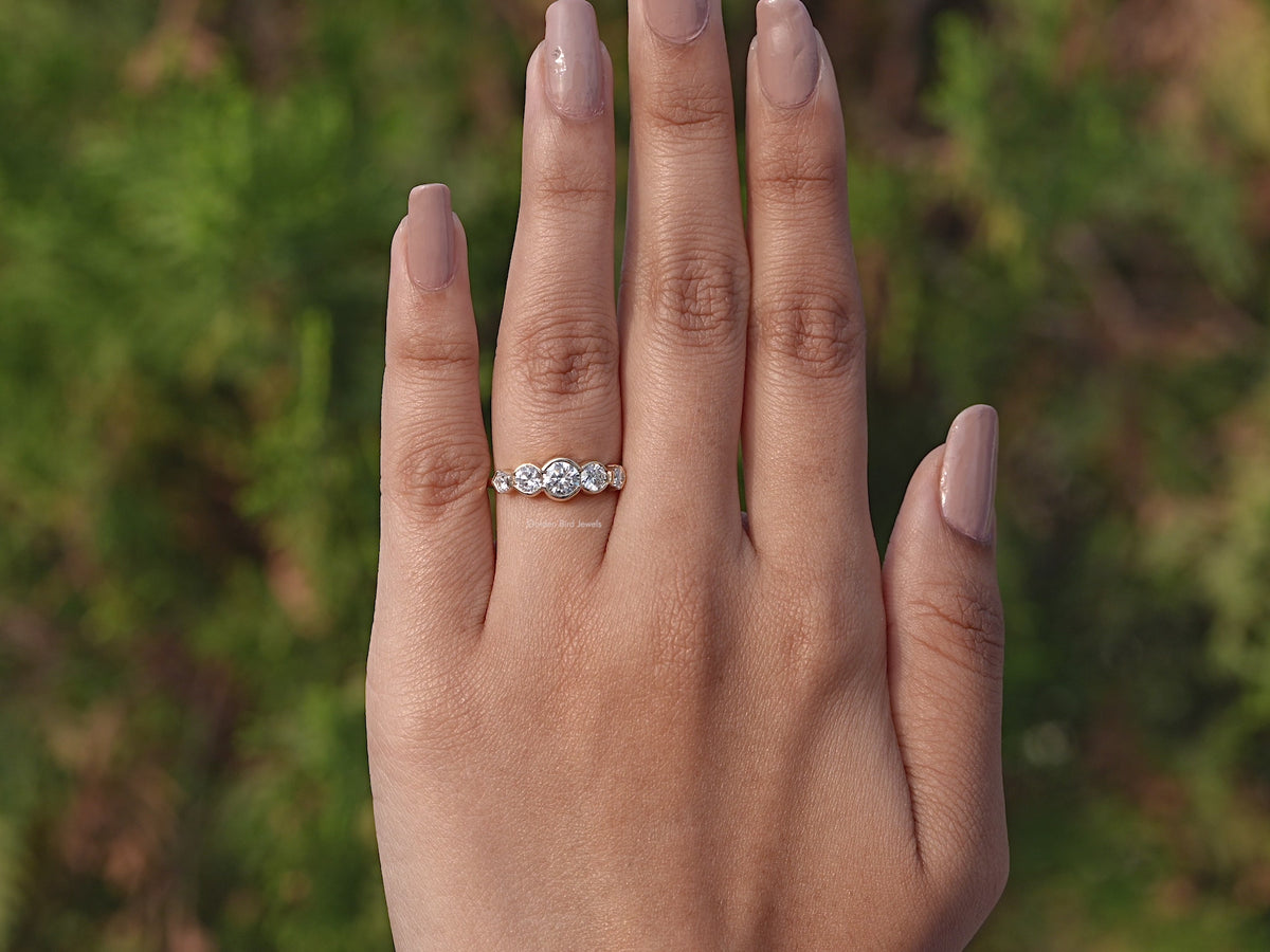 Pentagon And Round Lab Diamond Five Stone Ring