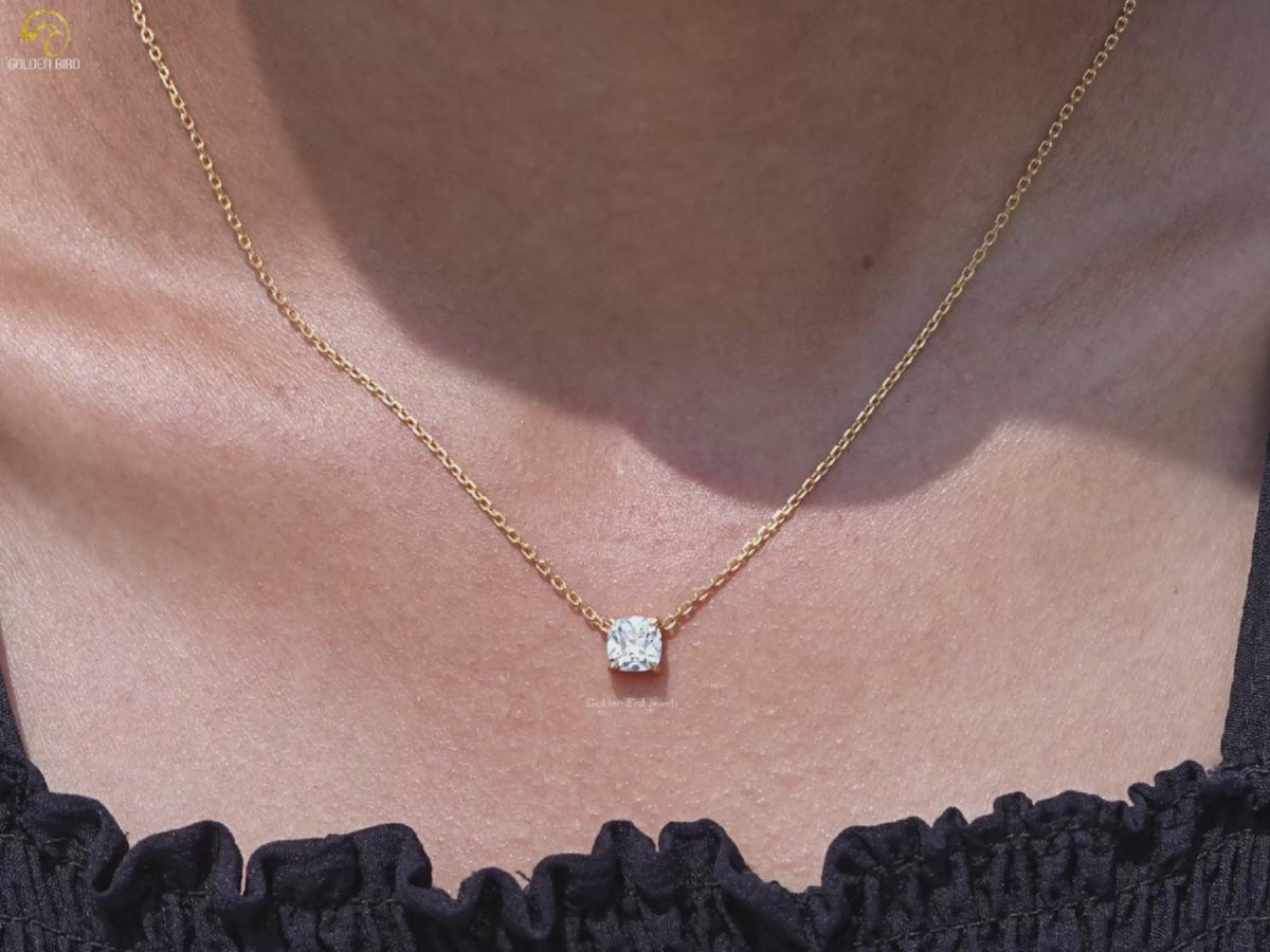 Square Old Mine Cushion Cut Diamond Pendant