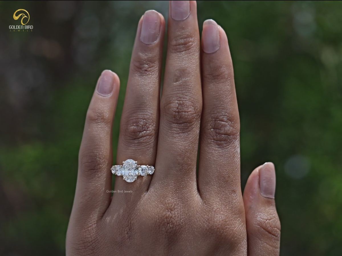 Oval Cut Lab Grown Diamond Five Stone Ring