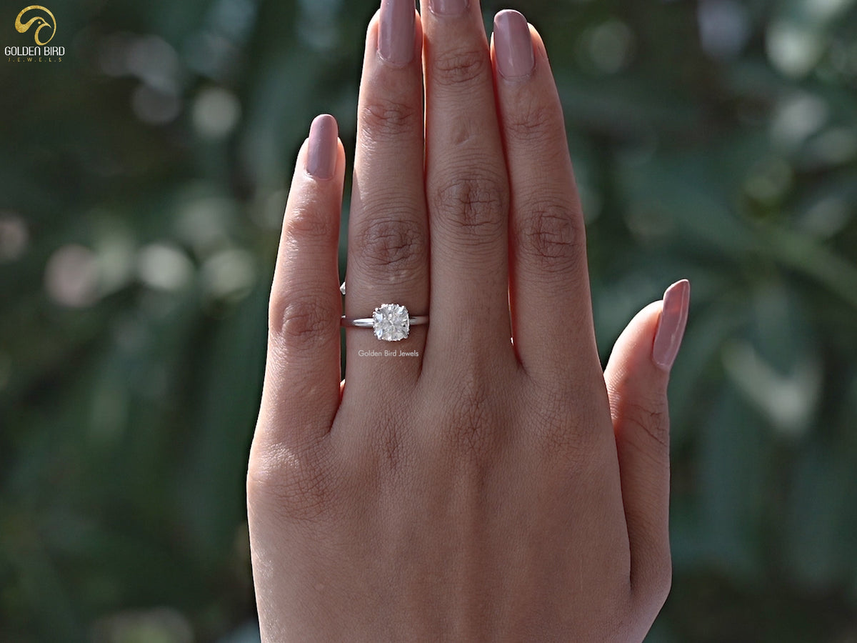 Cushion Cut Lab Diamond Hidden Halo Ring