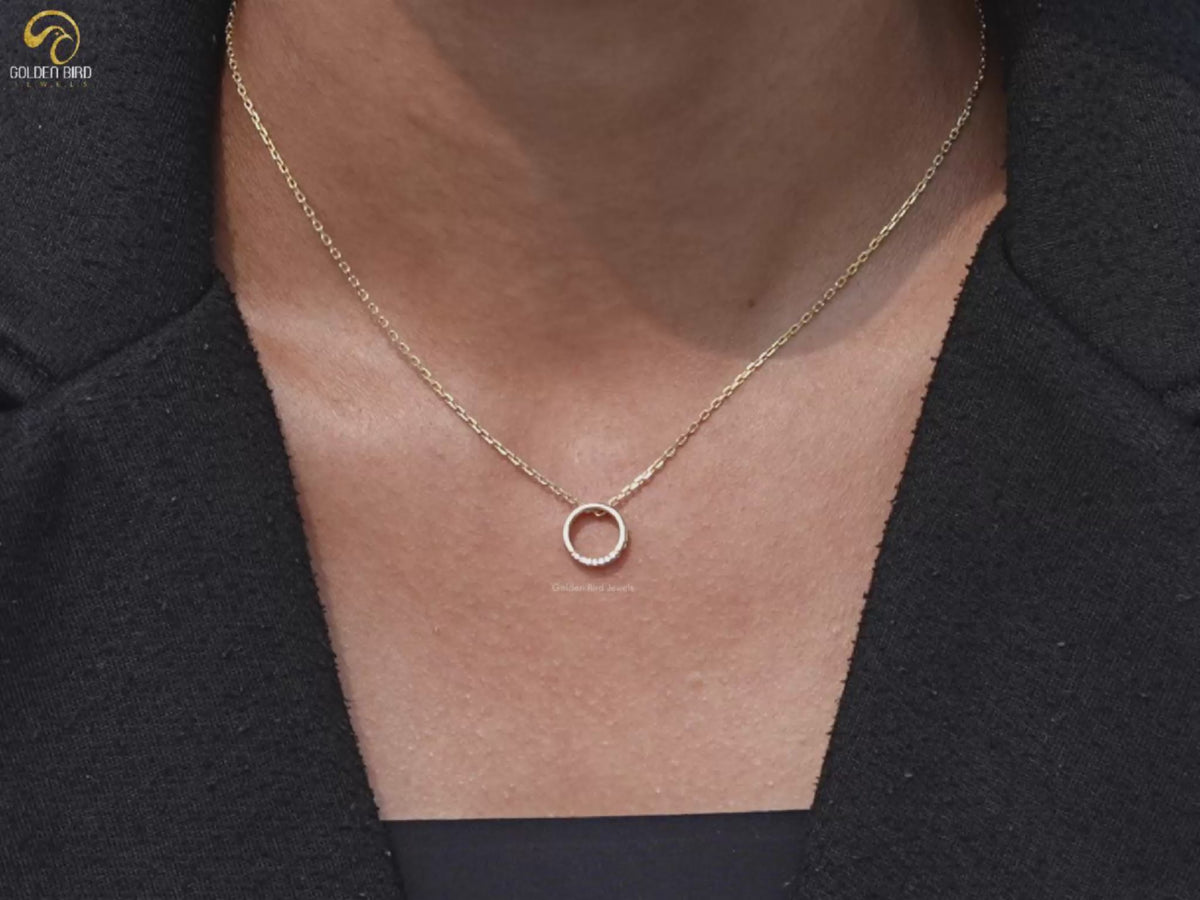 Open Circle Round Lab Diamond Pendant