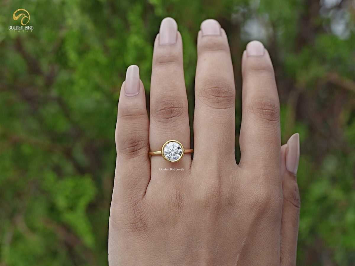 Round Cut Lab Diamond Bezel Set Ring