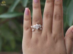 Niederländisches Moissanit-Ringset im Marquiseschliff