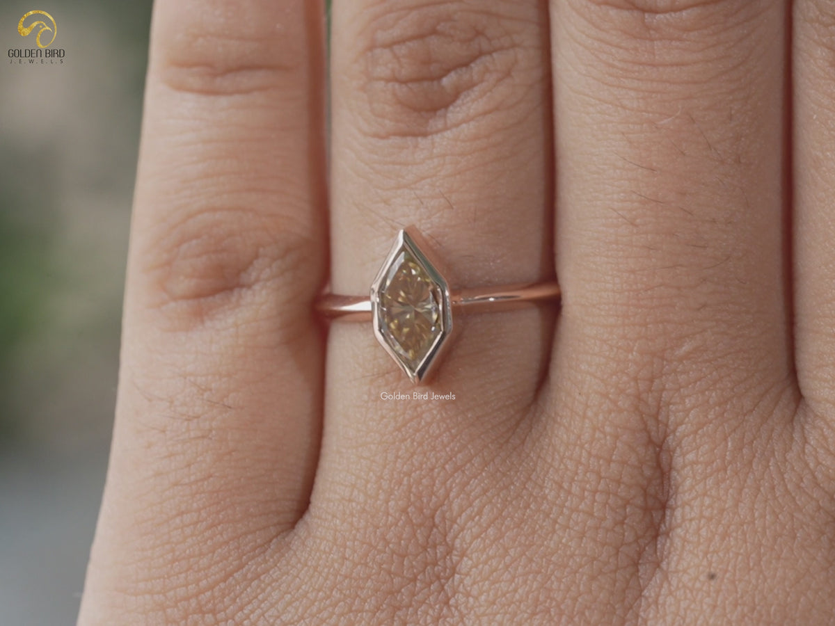 Dutch Marquise Cut Moissanite Solitaire Ring