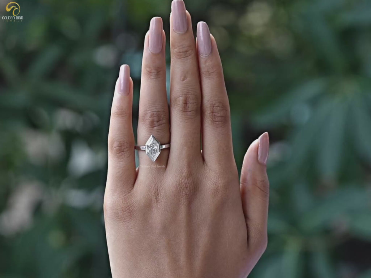 Dutch Marquise Moissanite Hidden Halo Engagement Ring