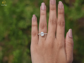 Oval Moissanite Bridge Accent Engagement Ring