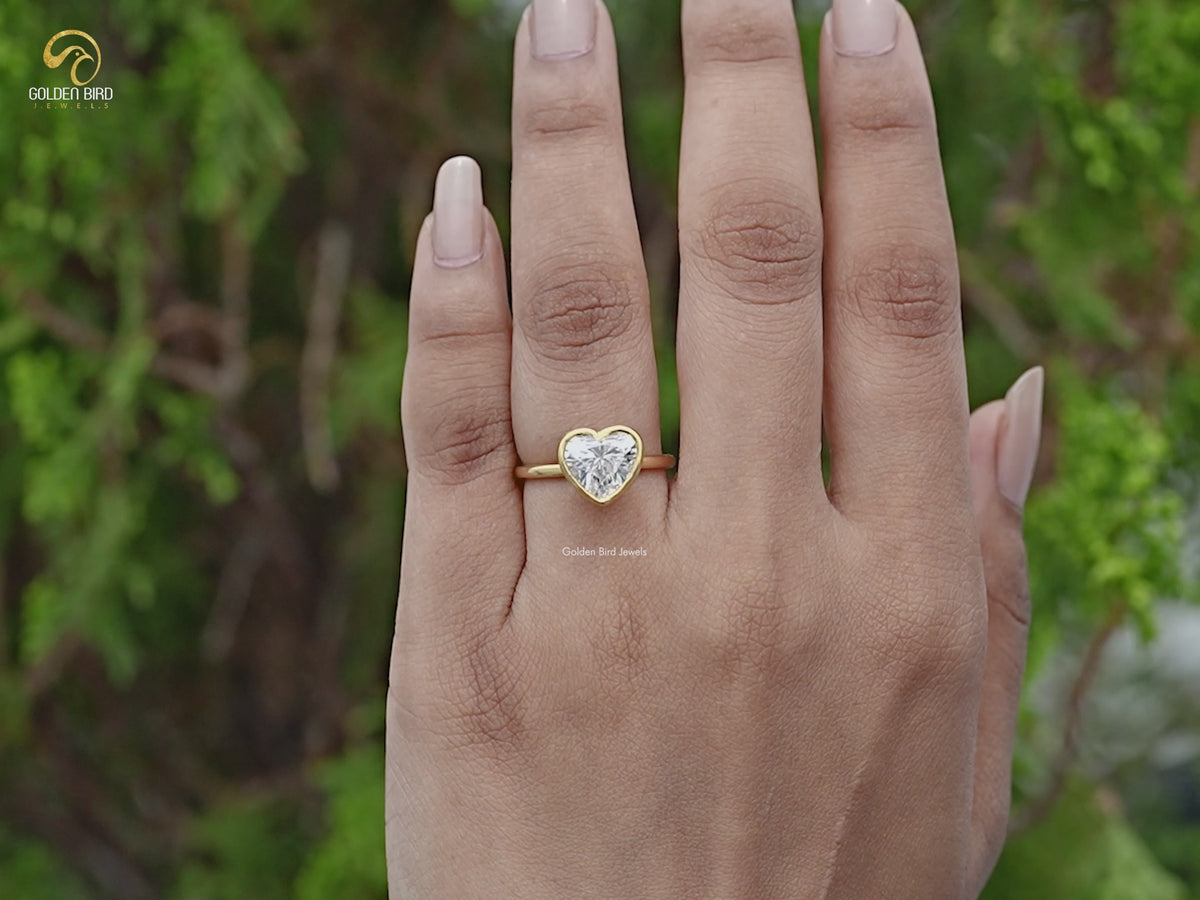 Heart Shaped Lab Diamond Bezel Set Ring