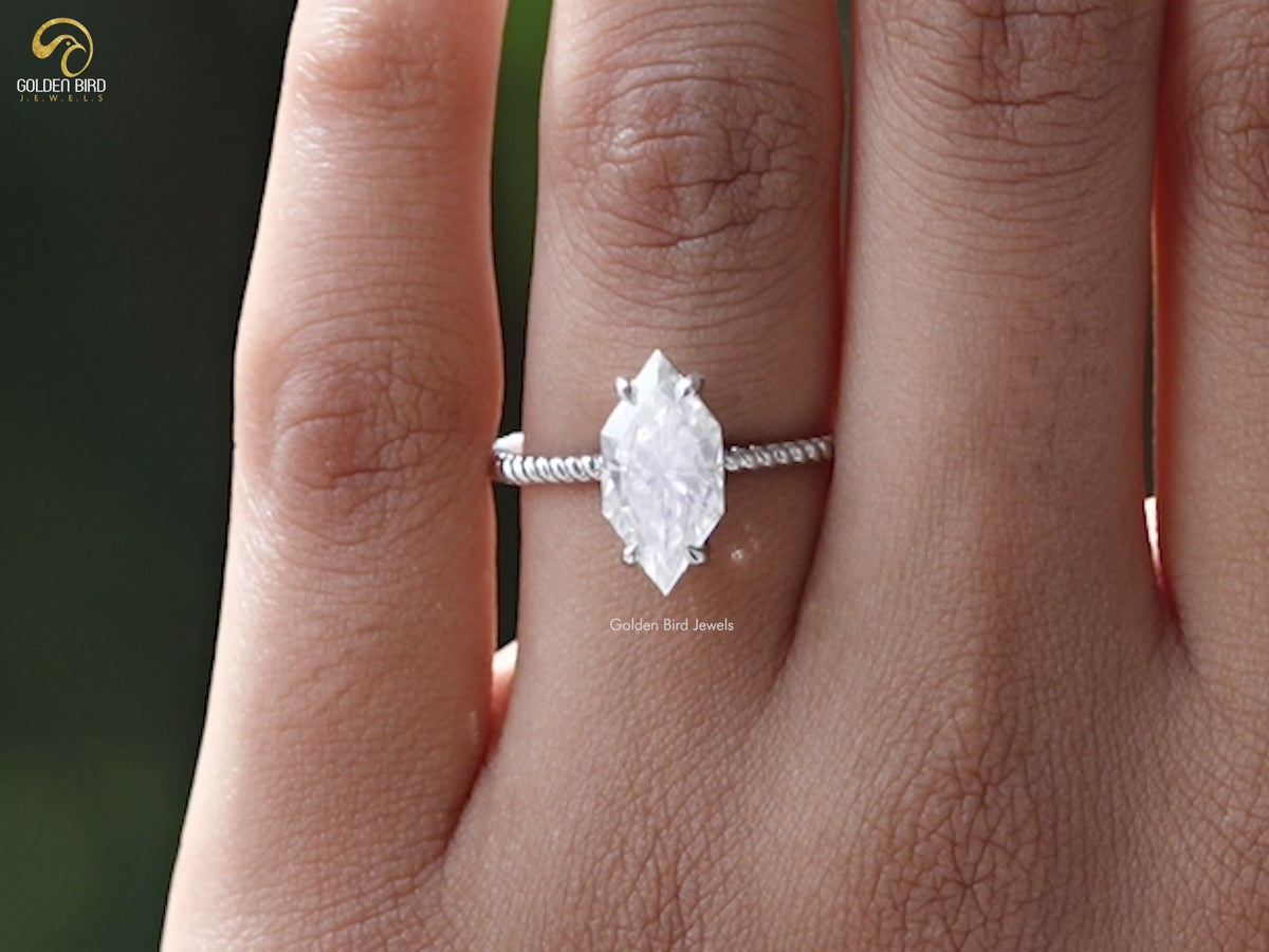 Moissanite Dutch Marquise Cut Engagement Ring