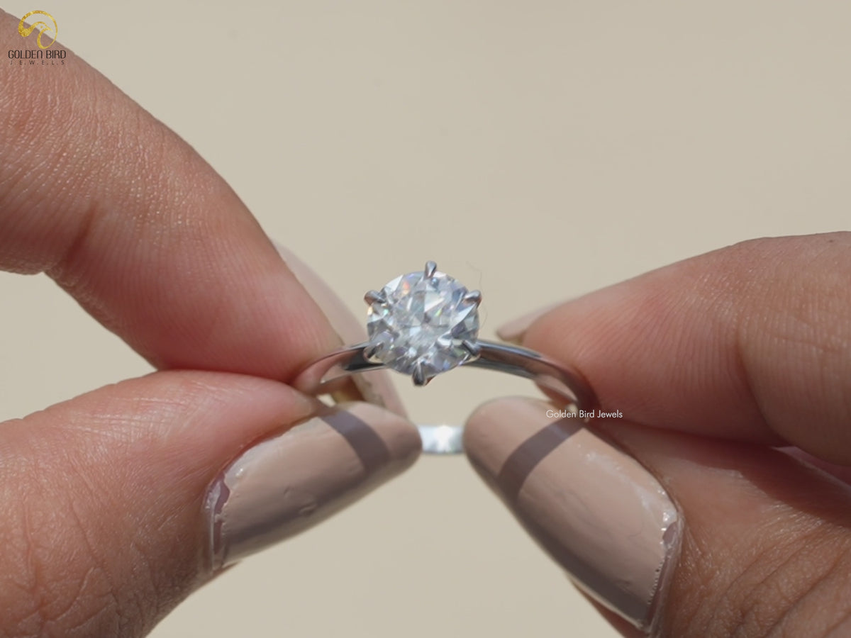 Old European Round Cut Moissanite Proposal Ring