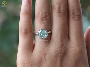 Bezel Set Portuguese Cut Round Moissanite Ring