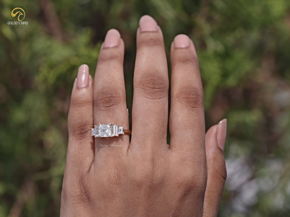 Asscher Cut Lab Diamond Five Stone Ring