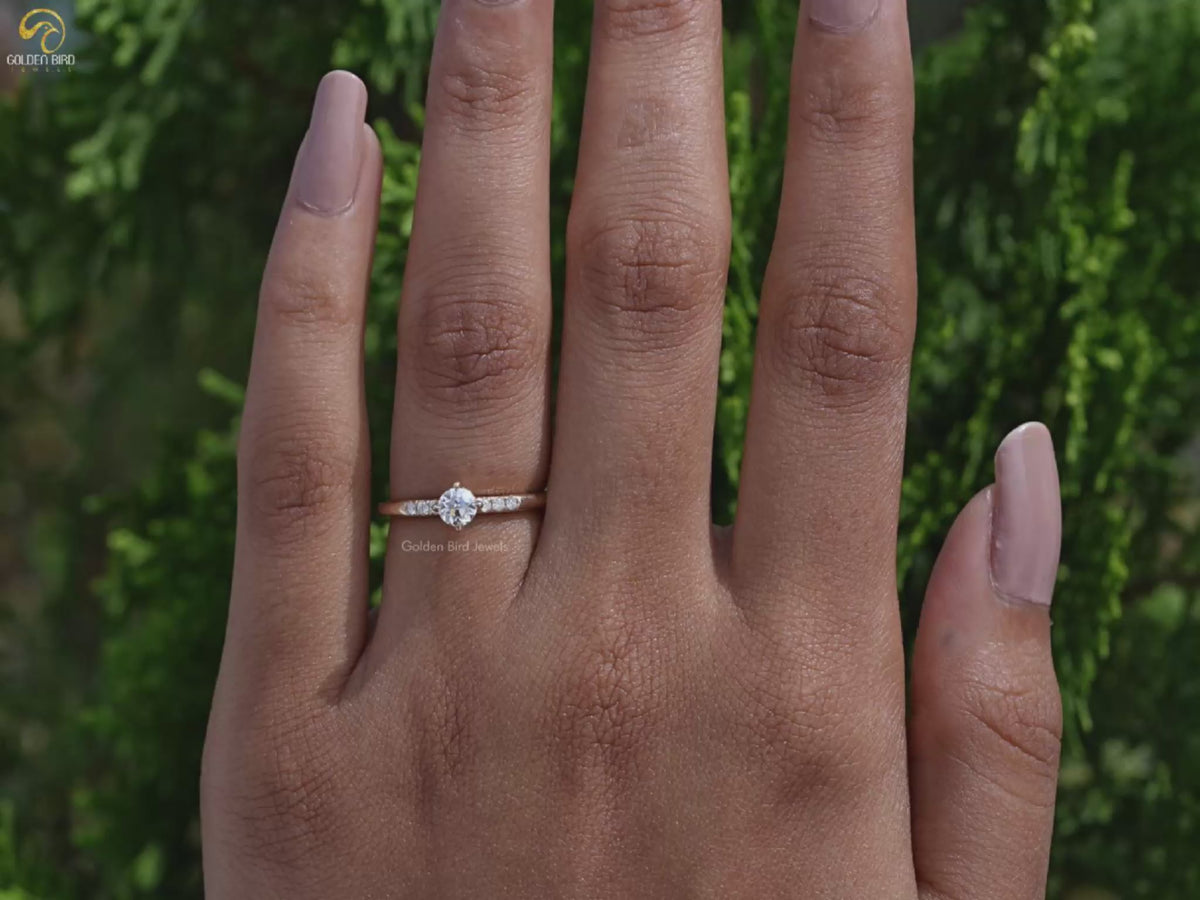 Old European Round Cut Lab Diamond Accent Ring