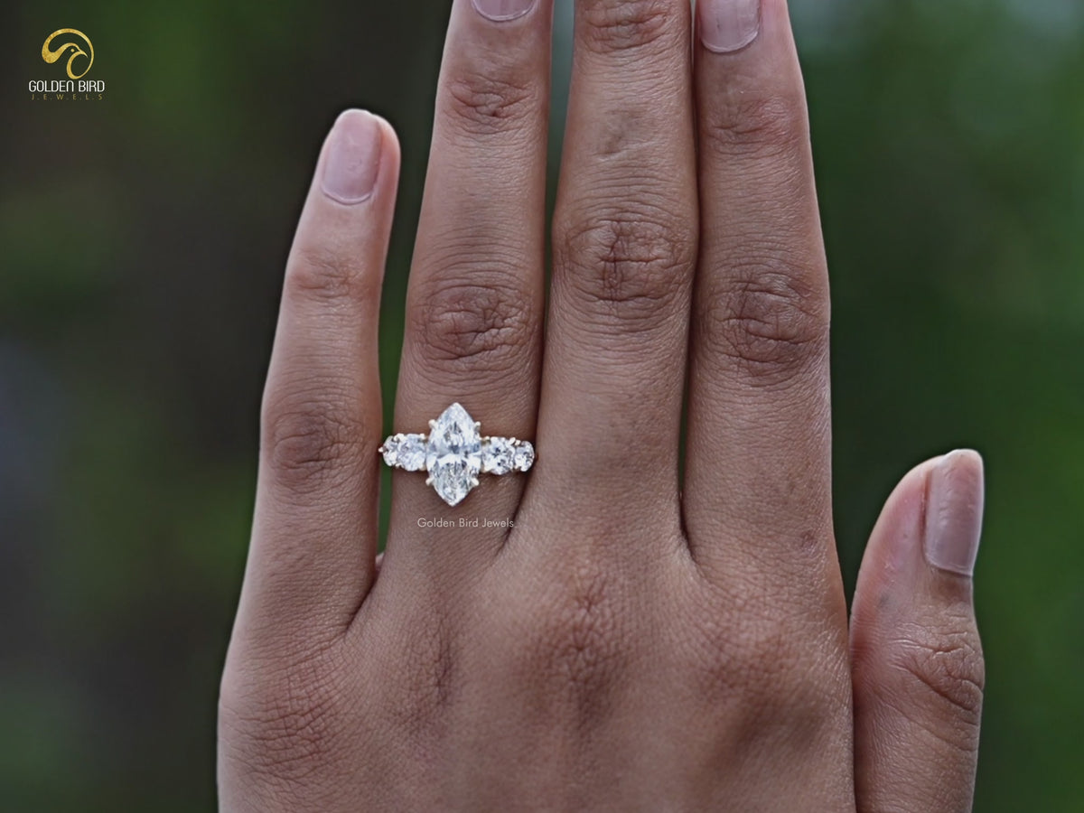 Marquise Lab Diamond Five Stone Engagement Ring