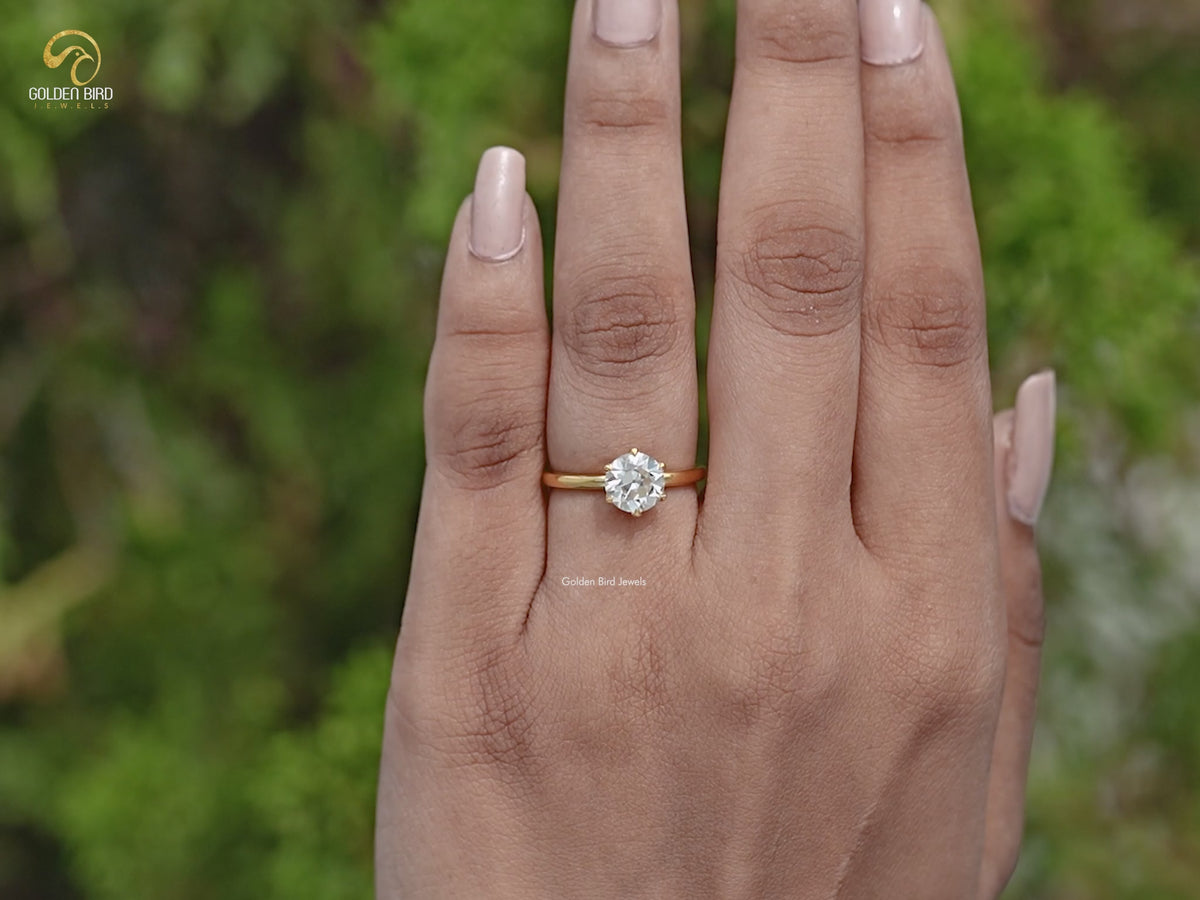 Old European Round Moissanite Engagement Ring