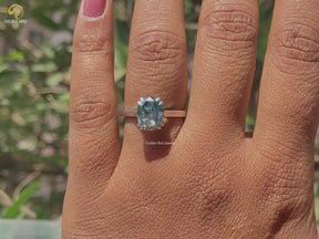 Rose Cut Oval Moissanite Solitaire Engagement Ring
