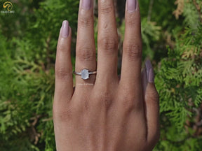 Oval Moonstone Gemstone Solitaire Engagement Ring