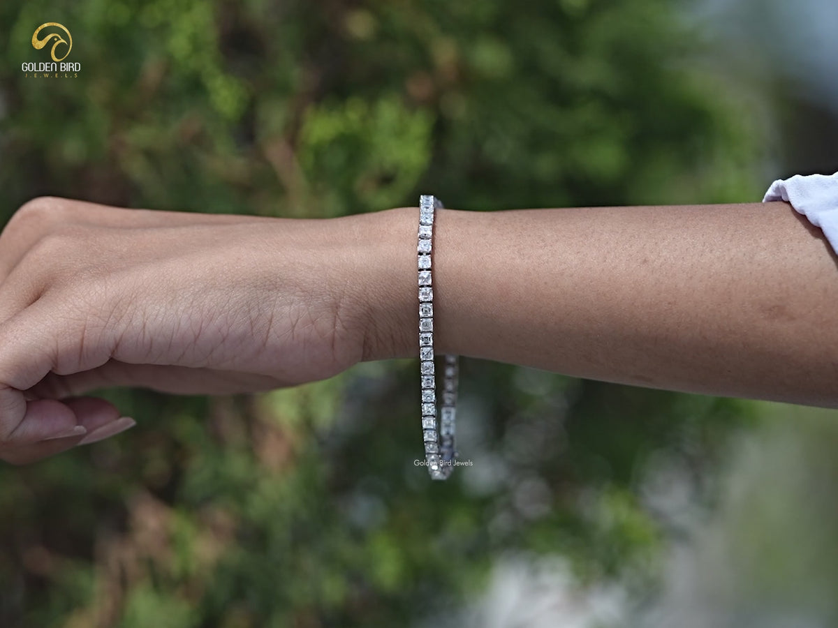 Asscher Cut Lab Diamond Tennis Bracelet