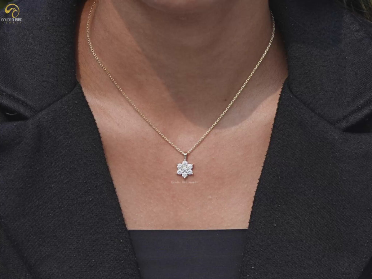 Round Shaped Lab Diamond Flower Style Necklace