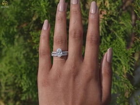 Ovaler Schnitt Labor-Diamant-Ehering-Set