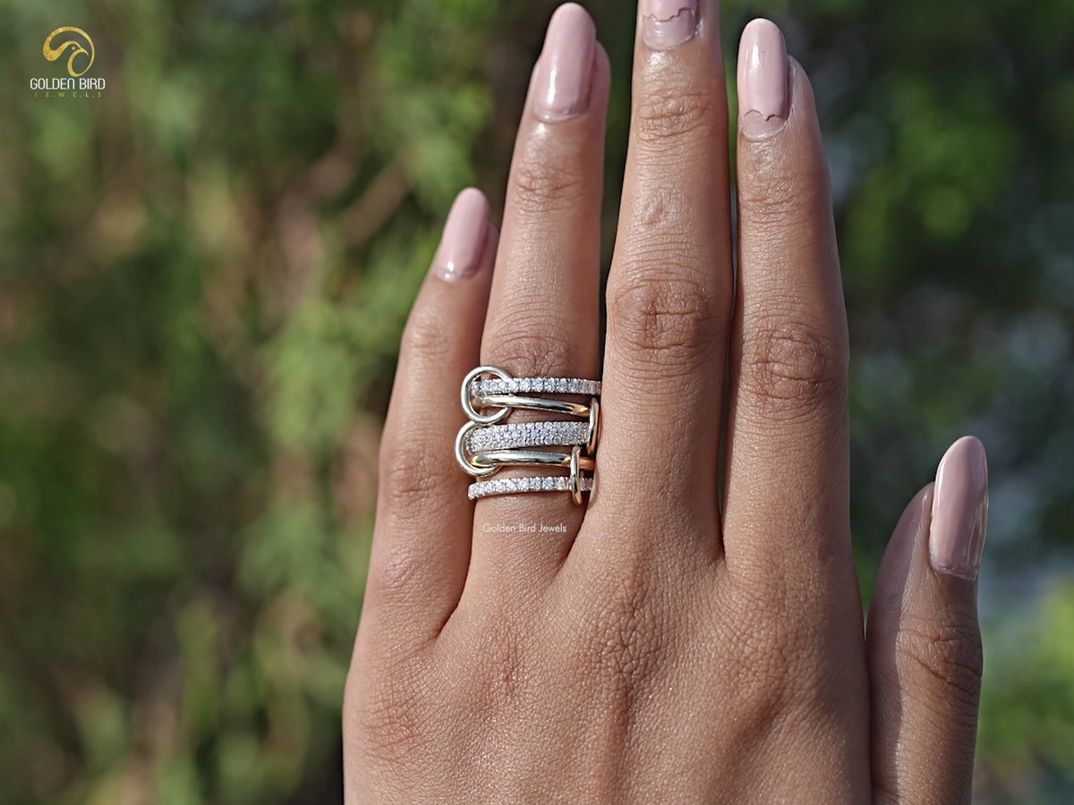 Round Cut Lab Diamond Interlinked Wedding Band