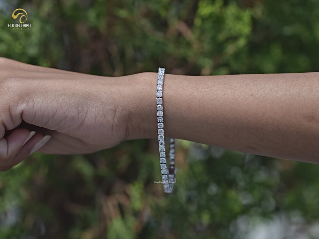 You tube Video of Cushion Cut Lab Grown Diamond Tennis Bracelet
