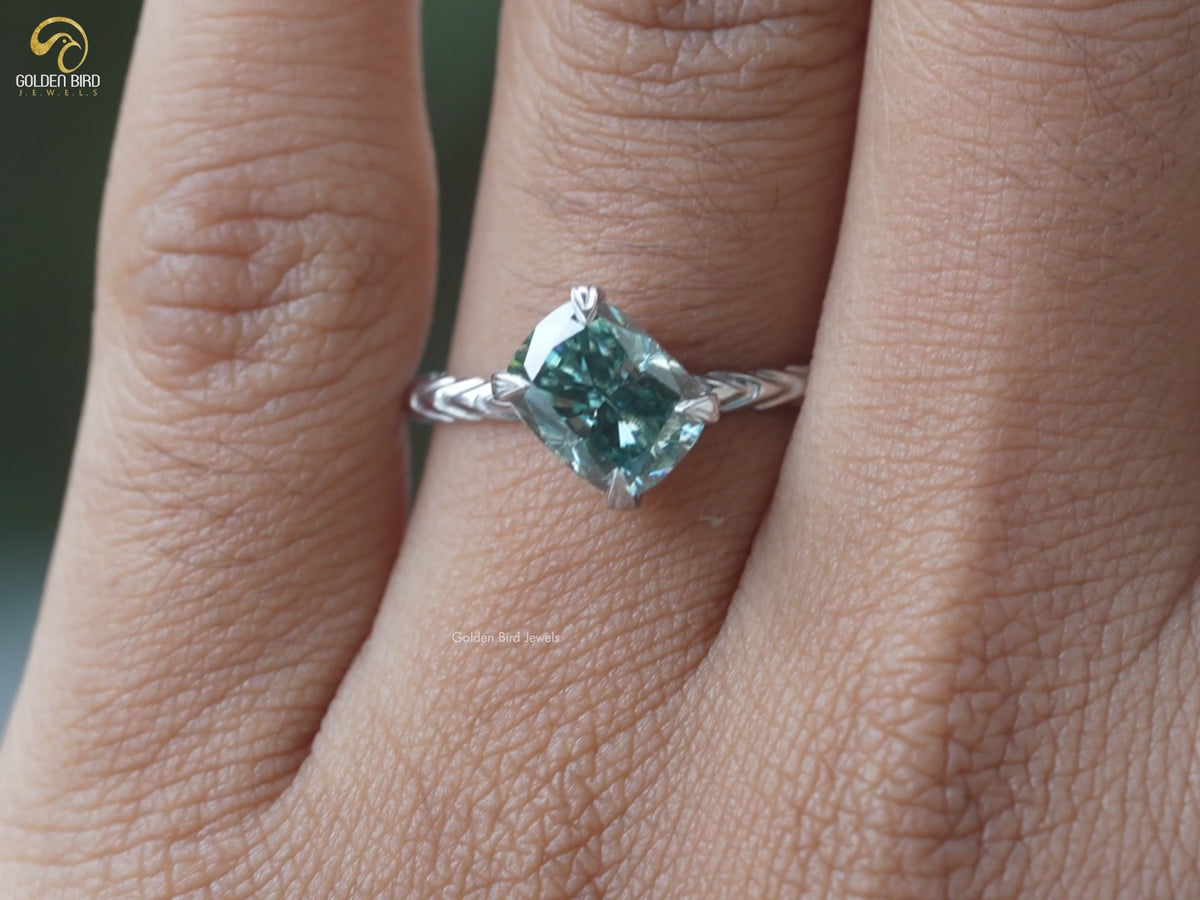 Cushion Cut Twist Shank Moissanite Ring
