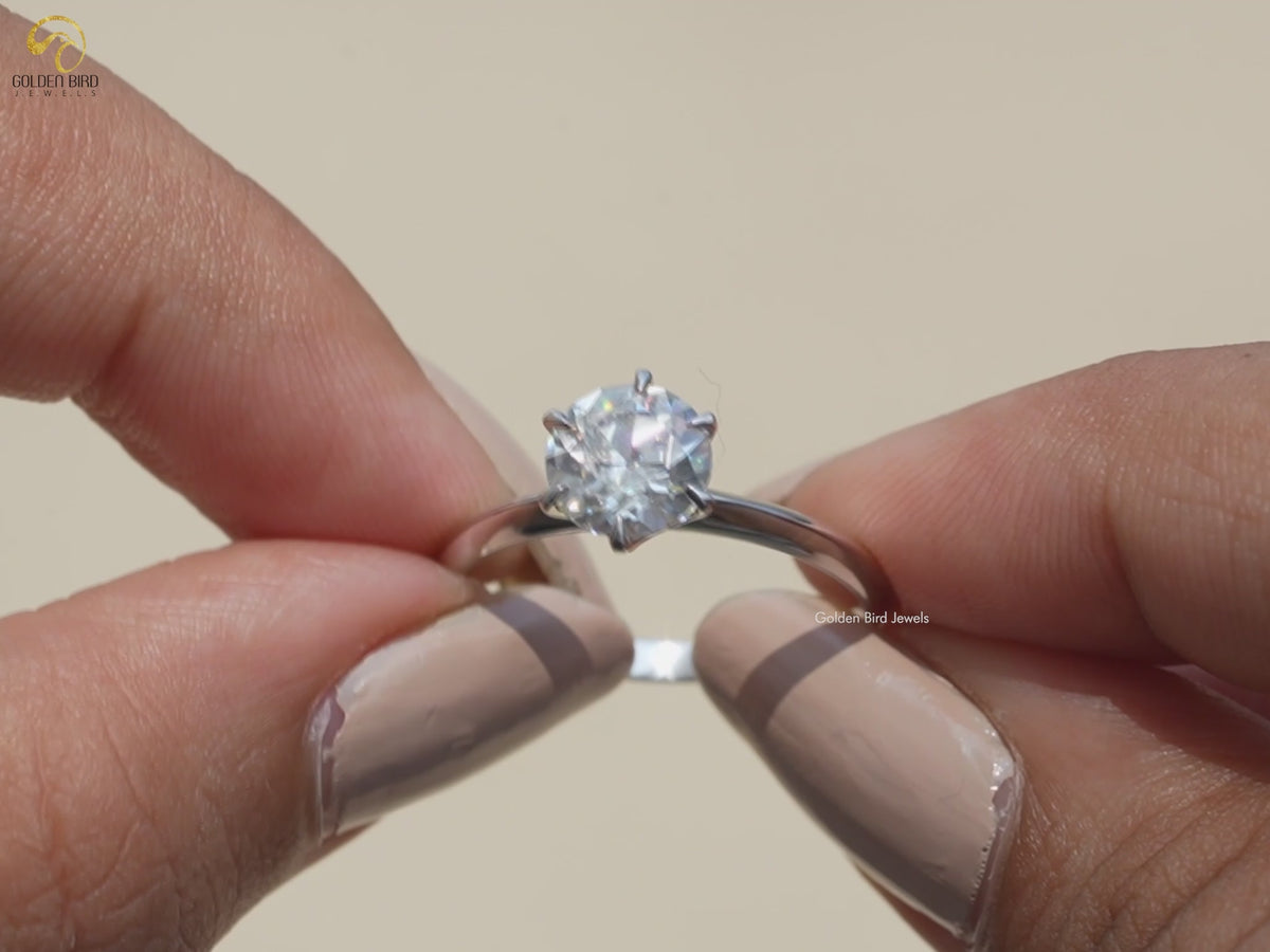 Old European Round Cut Moissanite Proposal Ring