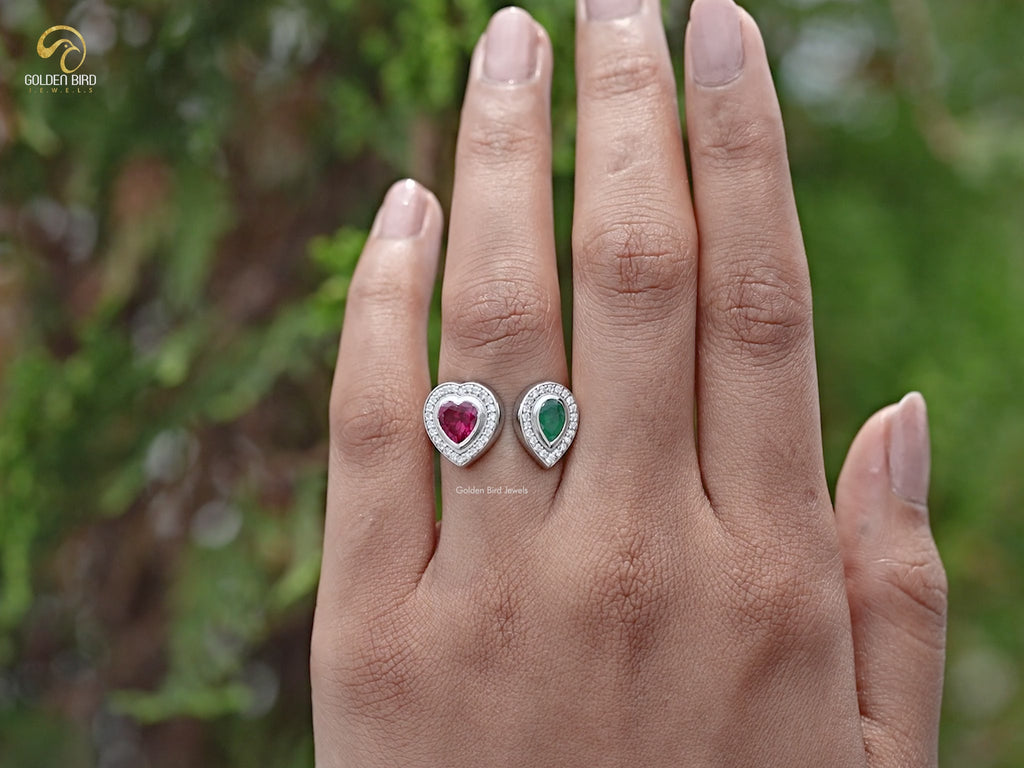 You tube Video of Pear And Heart Gemstone Two Stone Ring