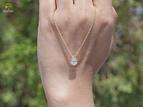 Bezel Set Pear Cut Lab Diamond Solitaire Pendant